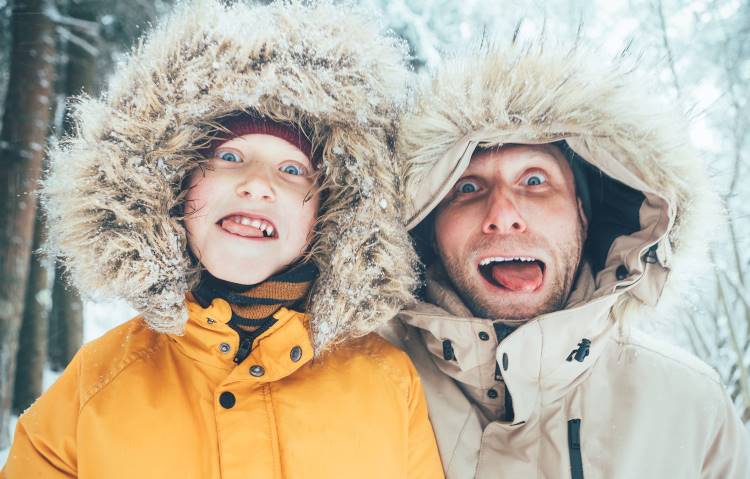 winter dad jokes son hood funny faces