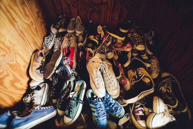declutter shoes piled in closet