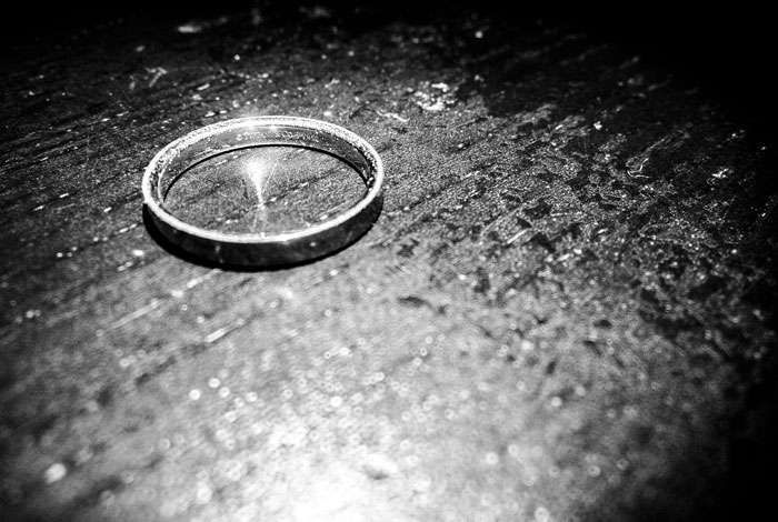divorced wedding ring on table